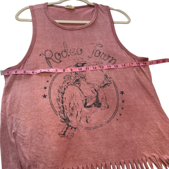 L Fringe Western "Rodeo Town" Tank Top Shirt - Picture 8 of 9